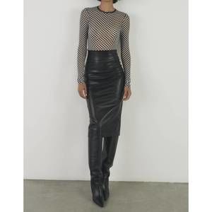 Enza Costa Black and White Checker Long Sleeve Top